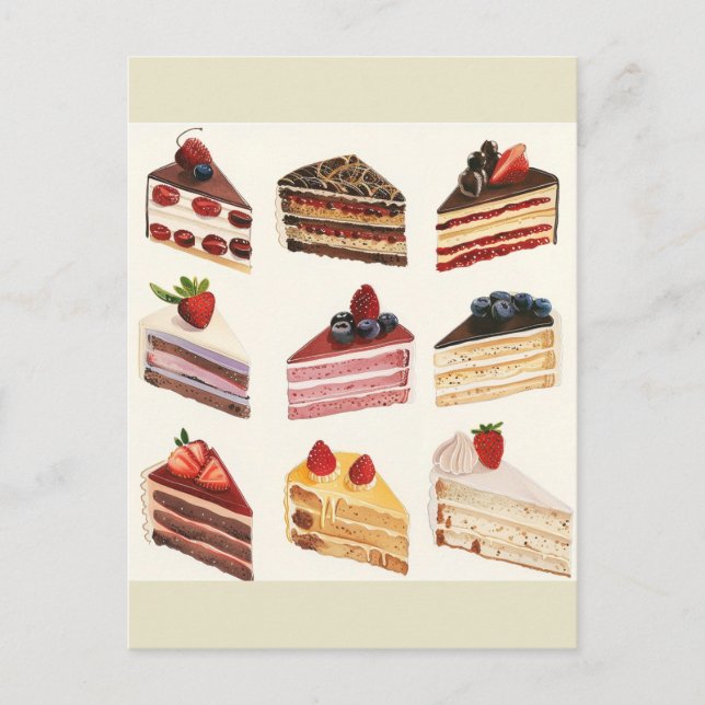 Painted cake slices  postcard (Front)