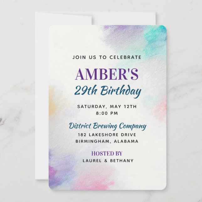 Painted Canvas Birthday Invitation (Front)