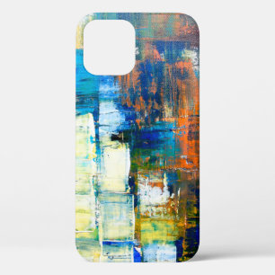 Painted canvas texture. Red and blue shading on ca iPhone 12 Case