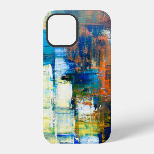 Painted canvas texture. Red and blue shading on ca iPhone 12 Case