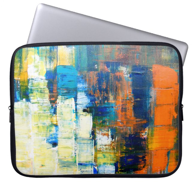 Painted canvas texture. Red and blue shading on ca Laptop Sleeve (Front)