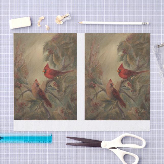Painted Cardinals DBL Tissue Paper (Craft)