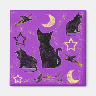 Painted Cats and Witch Hats Magnet