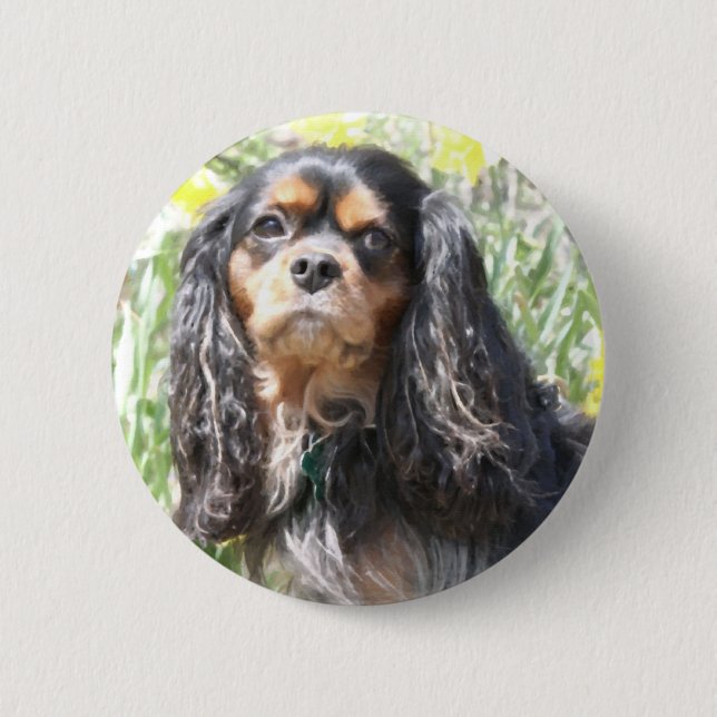 Painted Cavalier King Charles Spaniel 6 Cm Round Badge (Front)