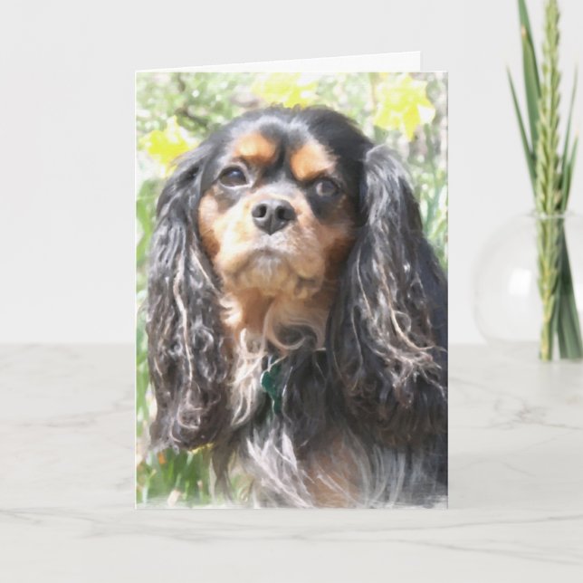 Painted Cavalier King Charles Spaniel Card (Front)