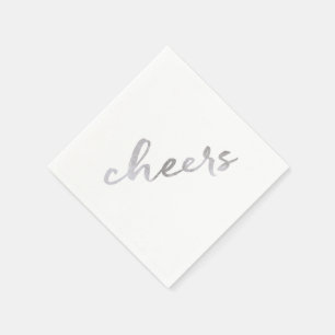 Painted Cheers Faux Silver Foil New Year's Napkin
