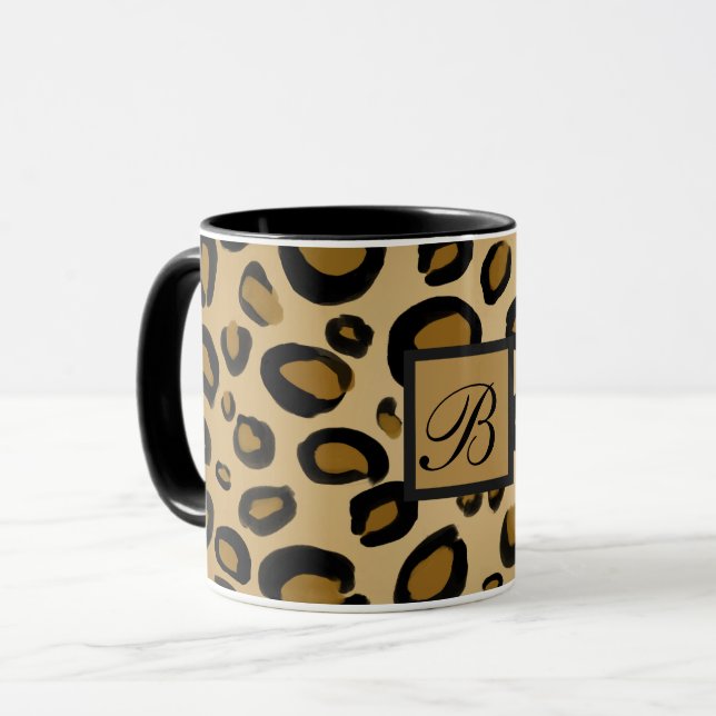 Painted Cheetah Leopard Print Spots Gold Beige Tan Mug (Front Left)
