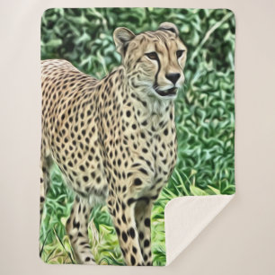 painted cheetah sherpa blanket