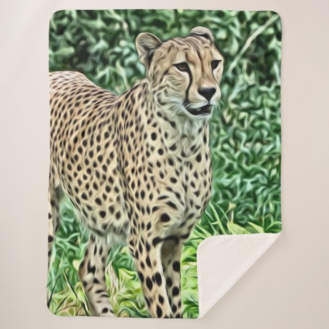 painted cheetah sherpa blanket (Front)