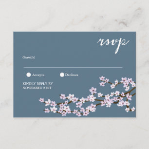 Painted Cherry Blossoms Wedding RSVP Card
