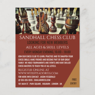 Painted Chess Board, Chess Club Advertising Flyer