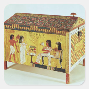Painted chest with a banquet scene square sticker