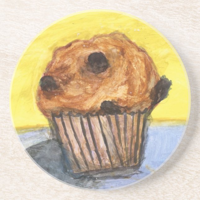 Painted Chocolate Chip Muffin Sandstone Coaster (Front)
