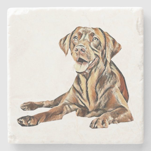 Painted Chocolate Lab Marble Coaster (Front)