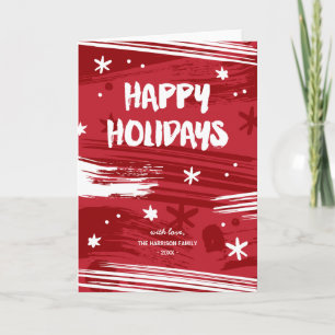 Painted Christmas Red & White Non-Photo Holiday Card