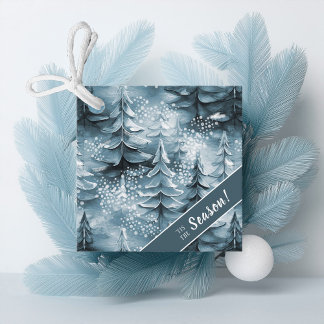 Painted Christmas Trees Blue ID1008 Favour Tags