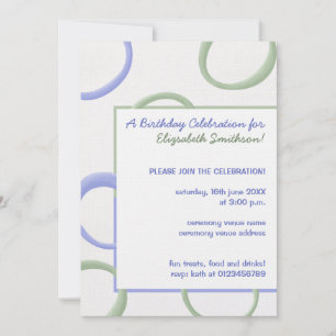 Painted Circles lavender 3 Birthday Party Invite