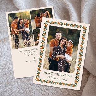 Painted Citrus Frame Christmas 4 Photo Collage Holiday Card