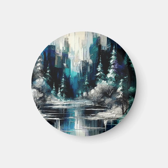Painted City Winter Scene 1006 Magnet (Front)