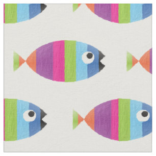 Painted Colourful Fish Striped Aquarium Ocean Life Fabric