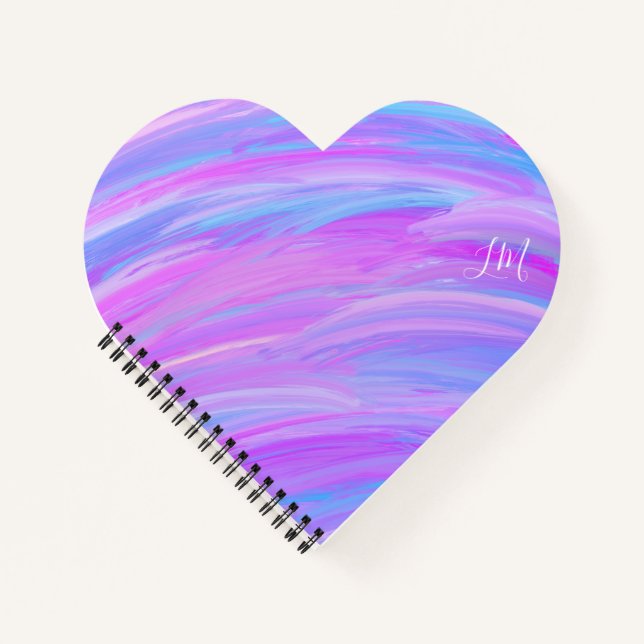 Painted Colours Personalised Heart Spiral Notebook (Front)