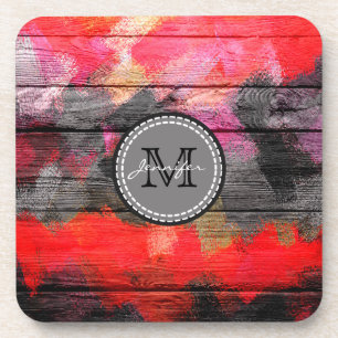 Painted Colours Wood Look Monogram #8 Coaster