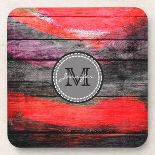 Painted Colours Wood Look Monogram #9 Coaster
