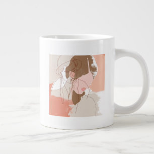 Painted Contour Female Portrait Large Coffee Mug