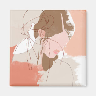 Painted Contour Female Portrait Magnet