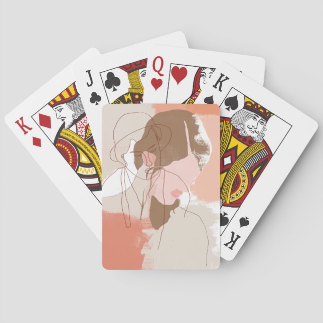 Painted Contour Female Portrait Playing Cards (Back)