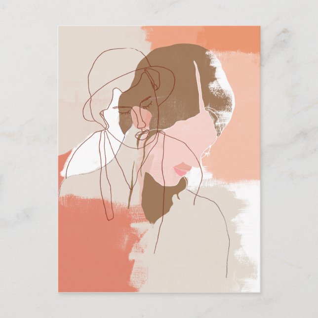 Painted Contour Female Portrait Postcard (Front)