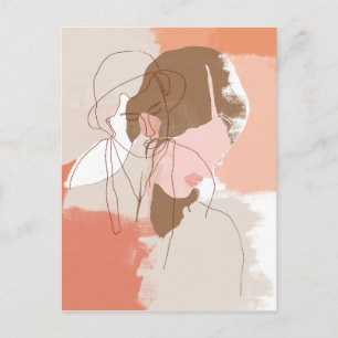 Painted Contour Female Portrait Postcard