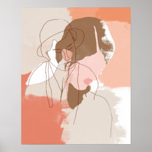 Painted Contour Female Portrait Poster