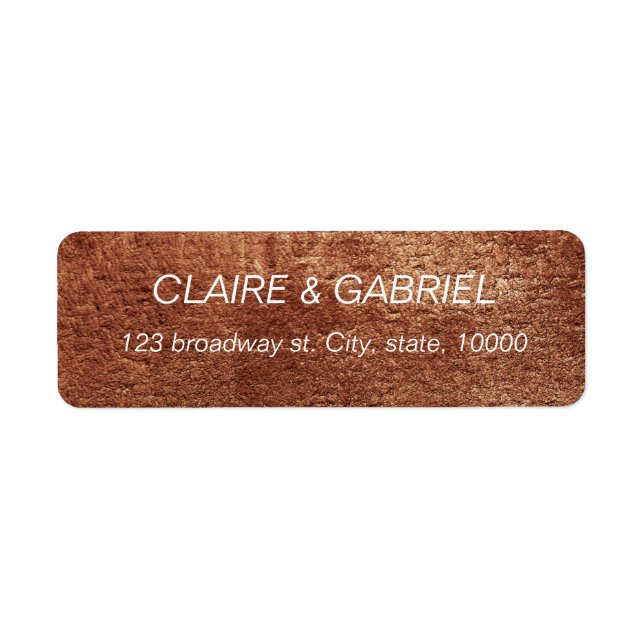 Painted copper colour modern simple return address label (Front)