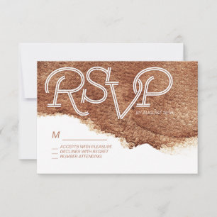 Painted copper colour modern simple wedding RSVP Card