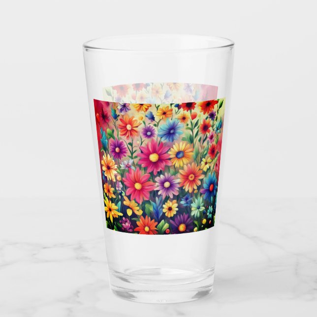 Painted Daisies - Drinking Glass (Front)