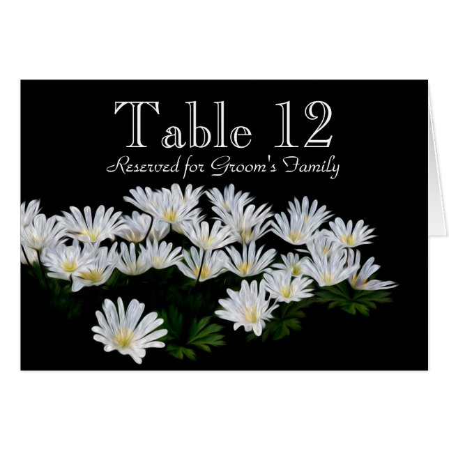 Painted Daisies Wedding Table Number (Front Horizontal)