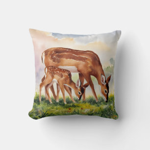 Painted Deer Mom and Baby Cushion