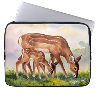 Painted Deer Mom and Baby Laptop Sleeve