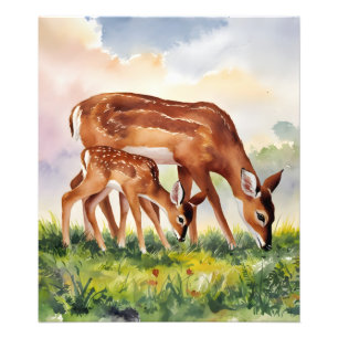 Painted Deer Mom and Baby Photo Print