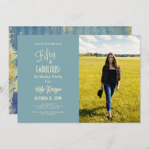 Painted Denim 50 & FABULOUS Birthday Party Photo Invitation