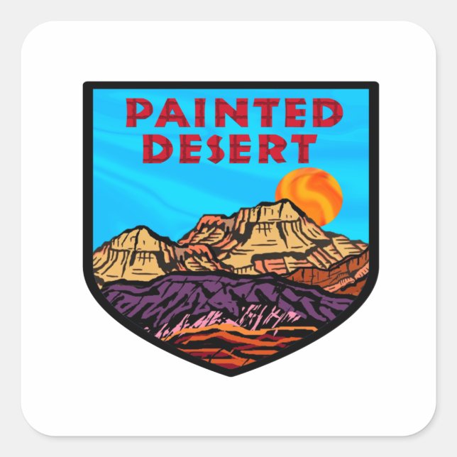 Painted desert amazement square sticker (Front)