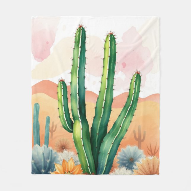 Painted Desert Blooms Fleece Blanket (Front)