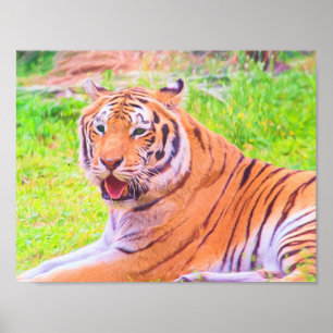 Painted Digital Siberian Tiger Poster