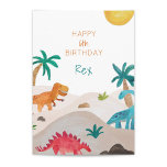 Painted Dinos Custom Birthday Card<br><div class="desc">Colourfully illustrated painted dinosaurs and botanical details designed by Shelby Allison.</div>