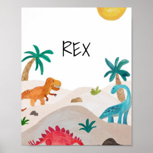 Painted Dinos Personalised Art Print