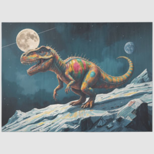 Painted Dinosaur Under Moonlight Pop Surreal Tissue Paper