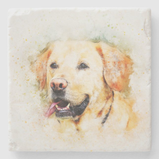Painted Dog Print Stone Coaster (Front)
