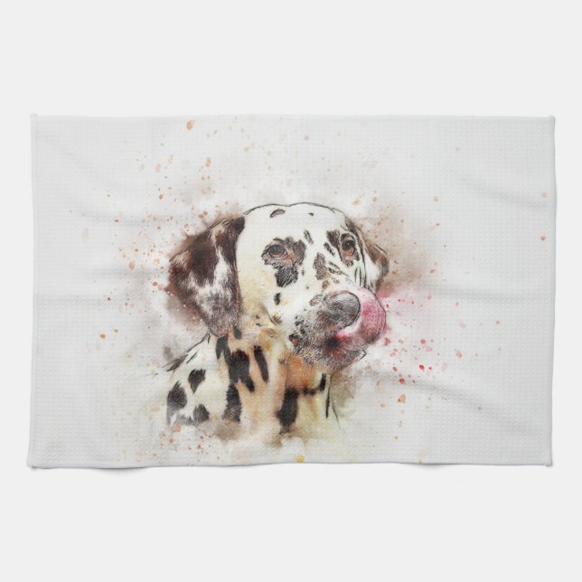 Painted Dog Print Tea Towel (Horizontal)