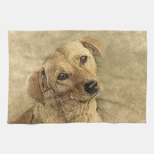 Painted Dog Print Tea Towel